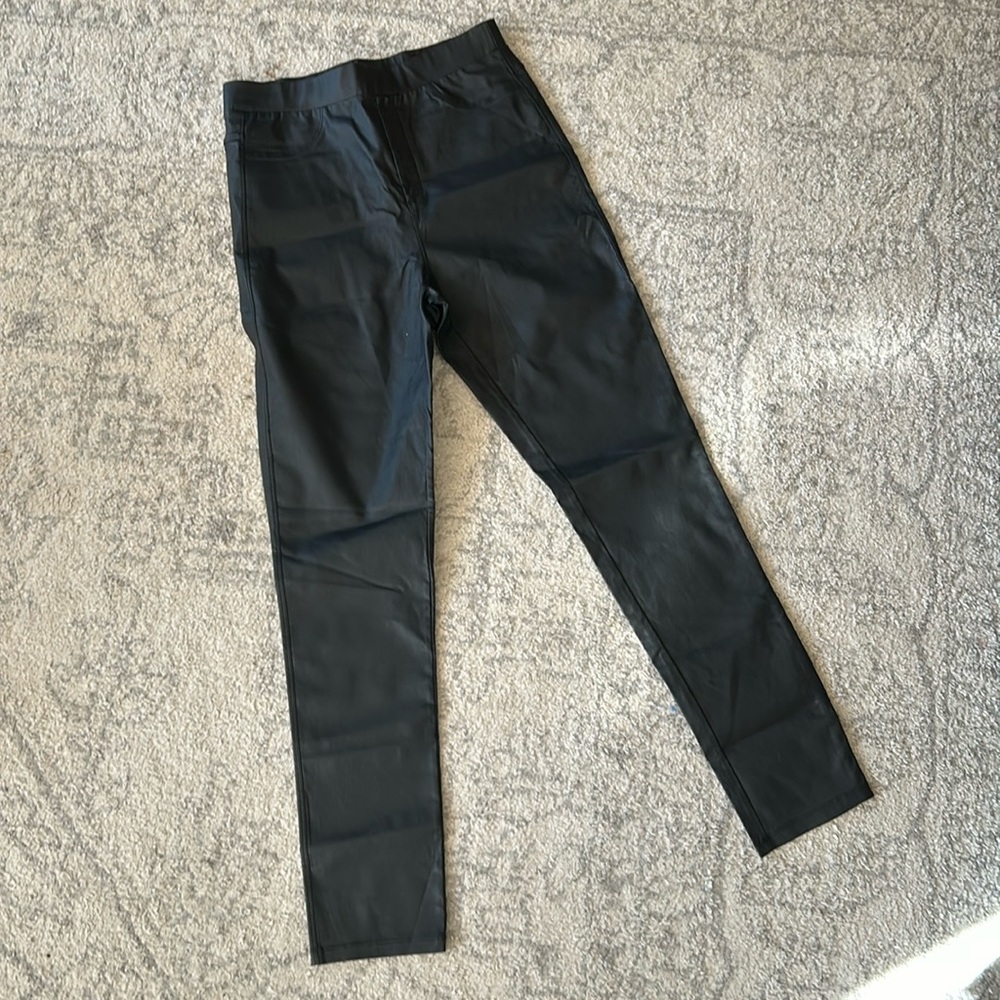 JODIFL Womens Leather-like Black Pants Medium Lightweight Skinny Holiday